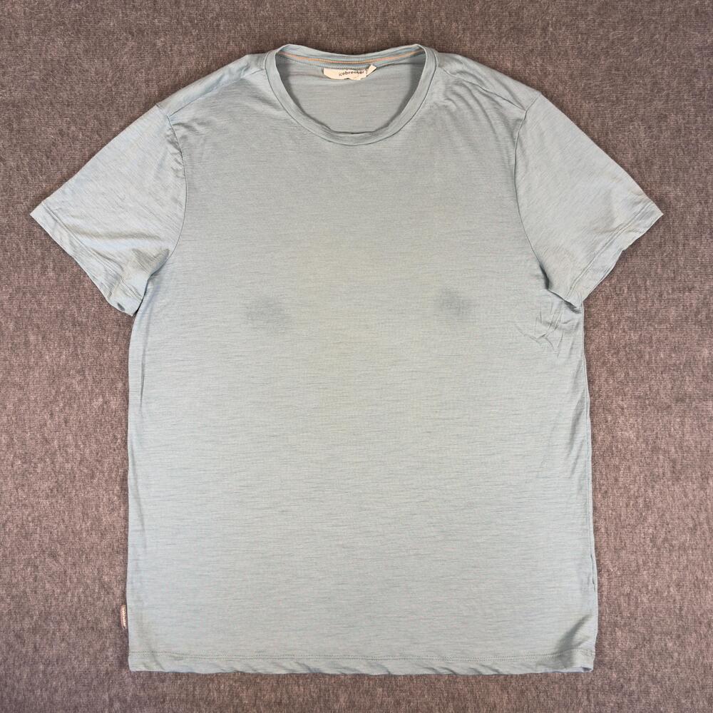 Icebreaker 150 Merino Shirt Mens Medium Blue Short Sleeve Wool Tee Hiking